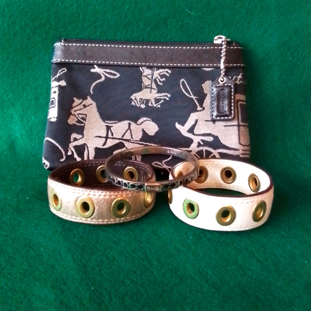 Coach lot 3 bracelets  pre owned and change purse new